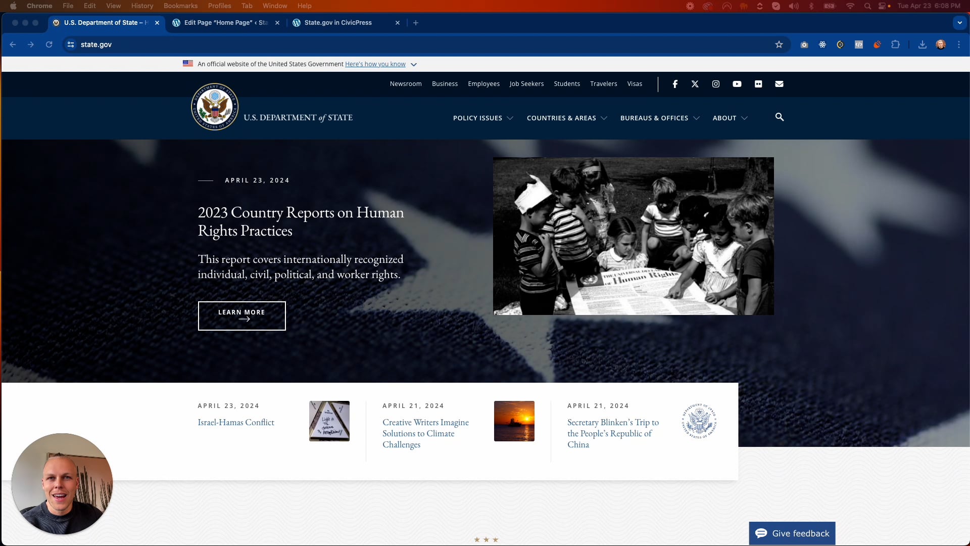 Building the state.gov homepage with CivicPress