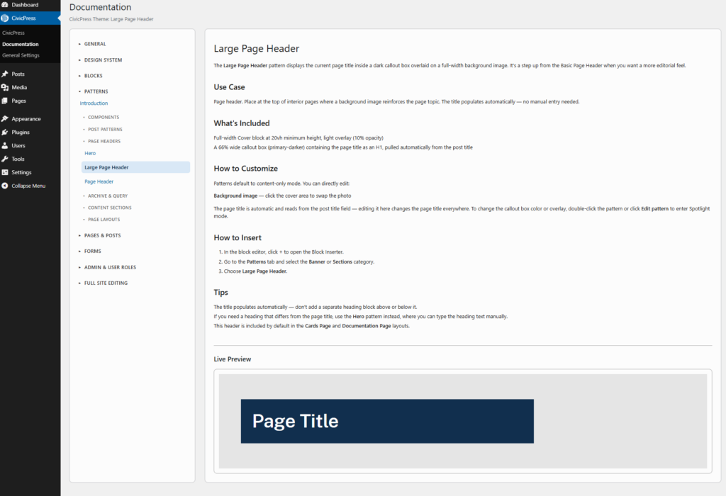 CivicPress pattern guidance